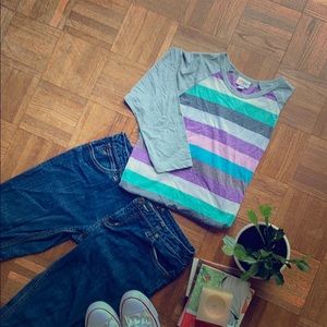 Striped Lularoe Randy Baseball Tee